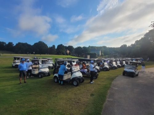 Golf carts at The 2026 Hear the Music Golf Classic